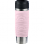 Emsa TRAVEL MUG Waves Grande thermal mug (light pink/stainless steel, 0.5 liters)