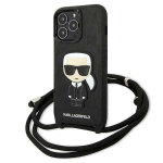 Karl Lagerfeld KLHCP13LCMNIPK Leather Monogram Patch hardcase for iPhone 13 Pro / 13 6,1" / black