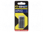 Screwdriver bit | Phillips | PH2 | Overall len: 50mm | 3pcs | Torsion
