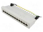 Patch panel | RJ45 | Cat: 6 | Colour: grey | Number of ports: 12
