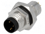 Connector: M8 | male | PIN: 3 | for panel mounting,rear side nut