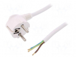 Cable | SCHUKO plug,CEE 7/7 (E/F) plug angled,wires | 1.5m | white