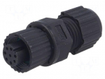 Connector: M12 | plug | PIN: 8 | female | 30V | straight | IP67,IP68 | 2A