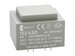 Transformer: encapsulated | 4.5VA | 230VAC | 15V | 15V | 150mA | 150mA