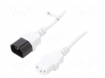 Cable | 3x1mm2 | IEC C13 female,IEC C14 male | PVC | 3m | white | 10A