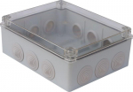 S-BOX box surface mounting IP65 240x190x90mm transparent cover with glands