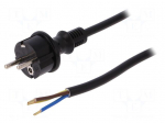 Cable | 3x2.5mm2 | CEE 7/7 (E/F) plug,wires | PVC | 4m | black | 16A