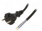 Cable | 2x1mm2 | CEE 7/17 (C) plug,wires | PUR | 3.8m | black | 10A | 230V