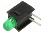 LED | in housing | 3mm | No.of diodes: 1 | green | 30mA | Lens: green | 60&deg;