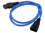 Cable | IEC C13 female,IEC C14 male | PVC | 1m | blue | 10A | 250V