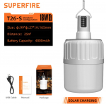 P&auml;ikese/USB-laetav matkalampp Superfire T26-S, 500 lm | Aku 4800 mAh | Kuni 25 m2