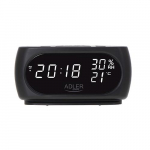Audio- ja HiFi-s&uuml;steemid // Radio Clock // AD 1186 black Zegar - budzik z pomiarem temperatury i wilgotności