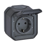 PLEXO GERMAN STANDARD SOCKET OUTLET WITH AUTO TERMINALS VDE - ANTHR - SURFACE