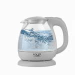 Teapot Adler  Kettle AD 1283G Standard, 1100 W, 1 L, Plastic/Glass, Grey, 360&deg; rotational base