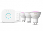 Philips Huebaltie + krāsainie toņi 4.2W GU10 gudrā spuldzes 3 gab + Bridge + slēdzis sw EU 929003666510 8720169254503