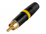 REAN - PHONO PLUG (RCA) - GOLD PLATED CONTACTS - YELLOW COLOUR MARKING RING