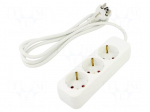 Extension lead | 3x1mm2 | 1.5m | rubber | white | Sockets no: 3 | 10A