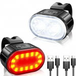 LED Flashlight Elight  LED Bicycle Light Set USB Rechargeable Headlight & Taillight Black
