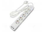 Extension lead | 3G1.5mm2 | 1.5m | PVC | white | Sockets no: 7 | 16A