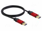 Cable | USB A plug,both sides | gold-plated | 1m | black | Cu | metal