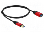 Cable | USB A socket,USB A plug | gold-plated | 1m | black | metal