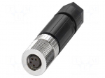 Connector: M8 | PIN: 4 | 4A | 30V | IP65 | straight | unshielded | plug