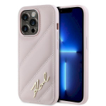 Karl Lagerfeld KLHCP14XPQDSMGP Diagonal Quilted Script Hardcase for iPhone 14 Pro Max 6.7" / pink