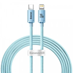 Baseus Crystal Shine datu pārraides un uzlādes vads | USB-C uz Lightning | 20W | 2m | zils