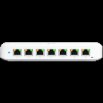 Ubiquiti USW-Ultra-210W-EU compact, Layer 2, 8-port GbE PoE switch with versatile mounting options, 7x GbE PoE+ output ports, GbE port with optional PoE++ input, 202W PoE availability with the included AC power adapter