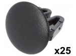 Stopper | 25pcs | universal | L: 15.6mm | polyamide | black | push-in