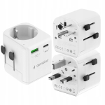Gembird TPA-EU1A1C20-01-W Grounded Universal Travel Adapter 20W