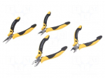 Kit: pliers | Pcs: 4 | side,end,half-rounded nose | Package: bag