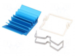 Heatsink: extruded | grilled | BGA | blue | L: 21mm | W: 21mm | H: 7.5mm