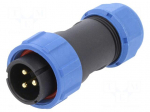 Connector: circular | male + female | PIN: 3 | 3A | IP67 | 500V