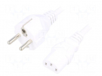 Cable | CEE 7/7 (E/F) plug,IEC C13 female | 1.5m | white | PVC | 16A