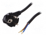 Cable | SCHUKO plug,CEE 7/7 (E/F) plug angled,wires | 1.5m | black
