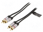 Cable | RCA plug x2,both sides | 3m | Plating: gold-plated | black
