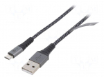 Cable | USB 2.0 | USB A plug,USB B micro plug | 2m | 480Mbps | textile