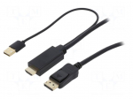Cable | DisplayPort plug,HDMI plug,USB A plug | 1m | black