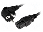Cable | 3x1mm2 | CEE 7/7 (E/F) plug angled,IEC C15 female | rubber