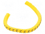 Marker: cable | Marking: K | 1.3&divide;3mm | PVC | yellow | leaded | PA-02 | L: 3mm