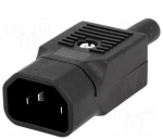 Pistik: vahelduvvoolu toide | pistik | mees | 10A | 250VAC | IEC 60320 | C14 (E)