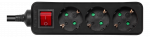 Earthed power strip DELTACO with power switch, 3x CEE 7/3, 1x CEE 7/7, child protected, 5m, black / GT-0362