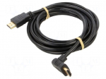 Cable | HDMI plug,HDMI plug 90&deg; up/down | PVC | HDMI 2.0 | 3m | black