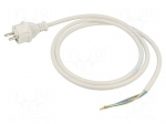 Cable | 3x1.5mm2 | CEE 7/7 (E/F) plug,wires | PVC | 1.5m | white | 16A