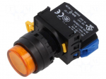 Switch: push-button | 22mm | Stabl.pos: 1 | NO | orange | LED | IP65 | YW