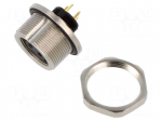 Connector: M9 | socket | female | Plating: gold-plated | 125V | 4A | IP67