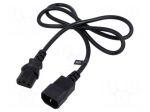 Cable | 3x0.75mm2 | IEC C13 female,IEC C14 male | PVC | 1m | black | 10A