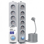 Qoltec Surge protector | 6 sockets | 1.8m | Grey