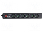 Plug socket strip: protective | Sockets: 6 | 250VAC | 10A | black | IP20